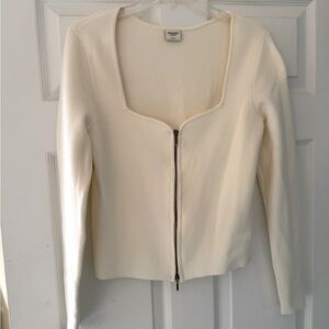Abercrombie & Fitch; Ivory 2 way zip long sleeve top